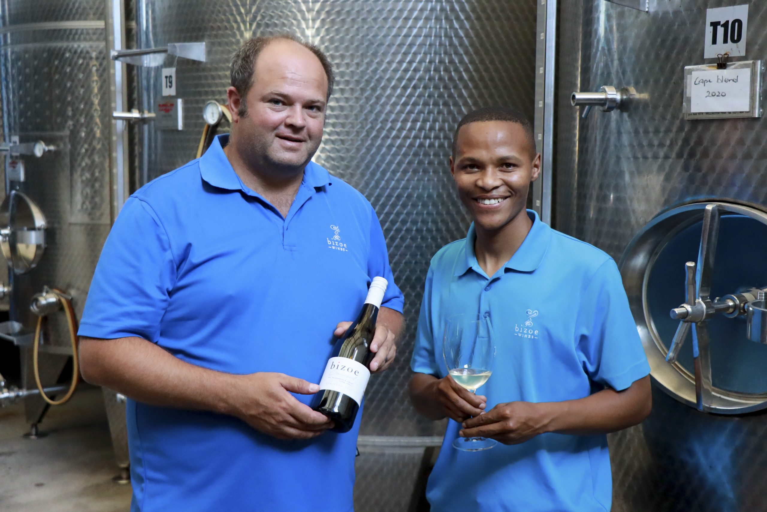 Rikus and Elton in the cellar before harvest